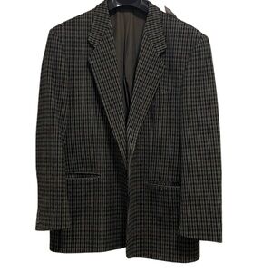 Vintage St. John Wool Houndstooth Plaid Wool Blazer Jacket